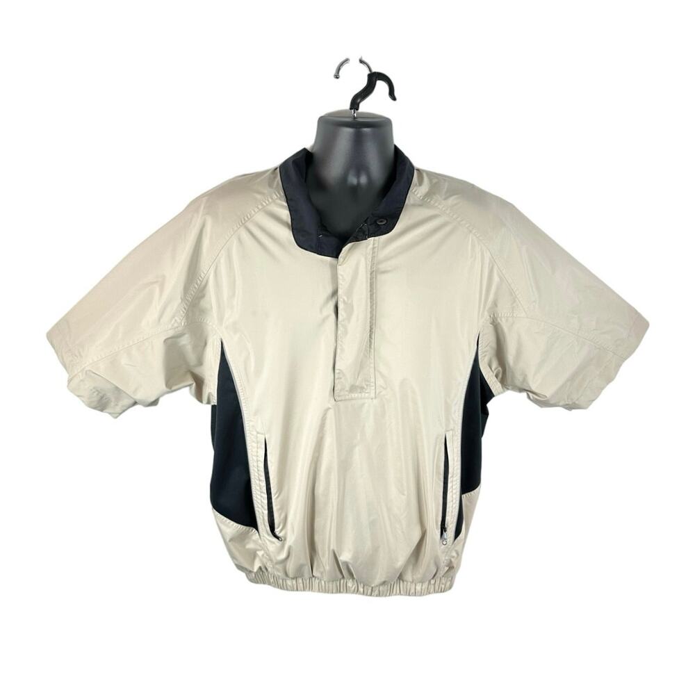 Footjoy Dryjoys Pullover Windbreaker Rain Jacket Short Sleeve Size Medium Tan